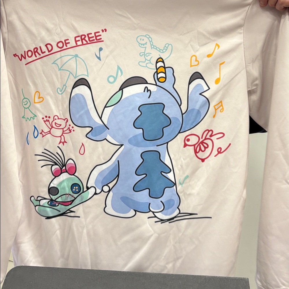 White Hoodie with Blue Cartoon Graphic - Picture 5 of 5